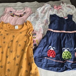 Baby Bundle-Assorted Toddler Dresses - Navy, Mustard, Pink, White - Mixed Brand